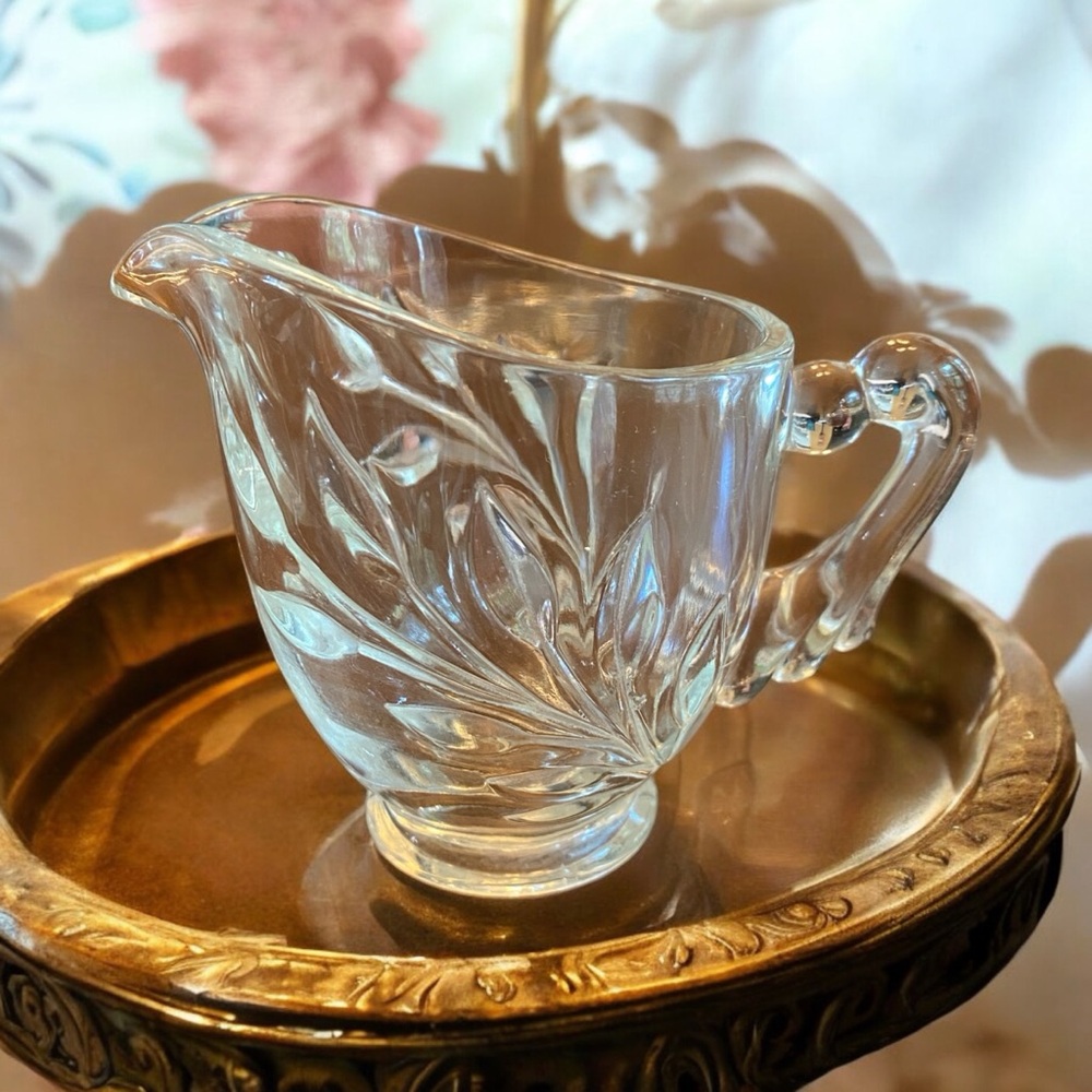 1930s 3 piece cream sugar and tray set by Indiana Glass "Willow / Oleander” - Picture 2 of 9